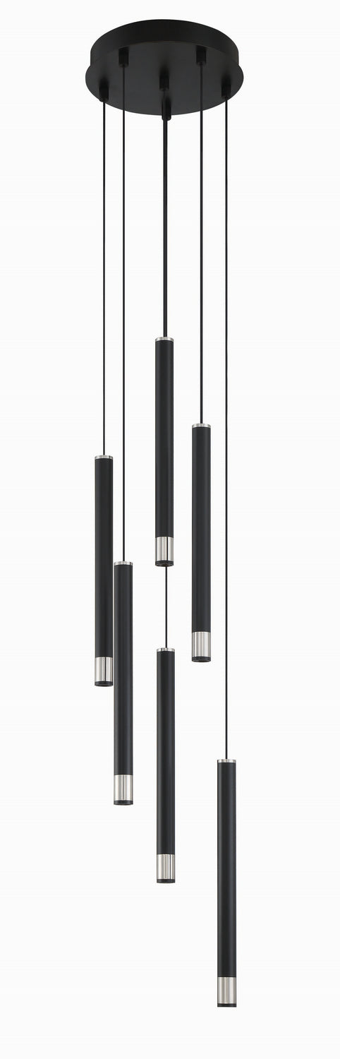 George Kovacs P5404-691-L LED Pendant, Coal With Brushed Nickel
