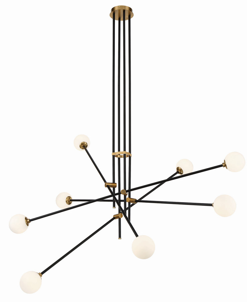 George Kovacs P8152-681 Eight Light Chandelier, Coal And Aged Brass