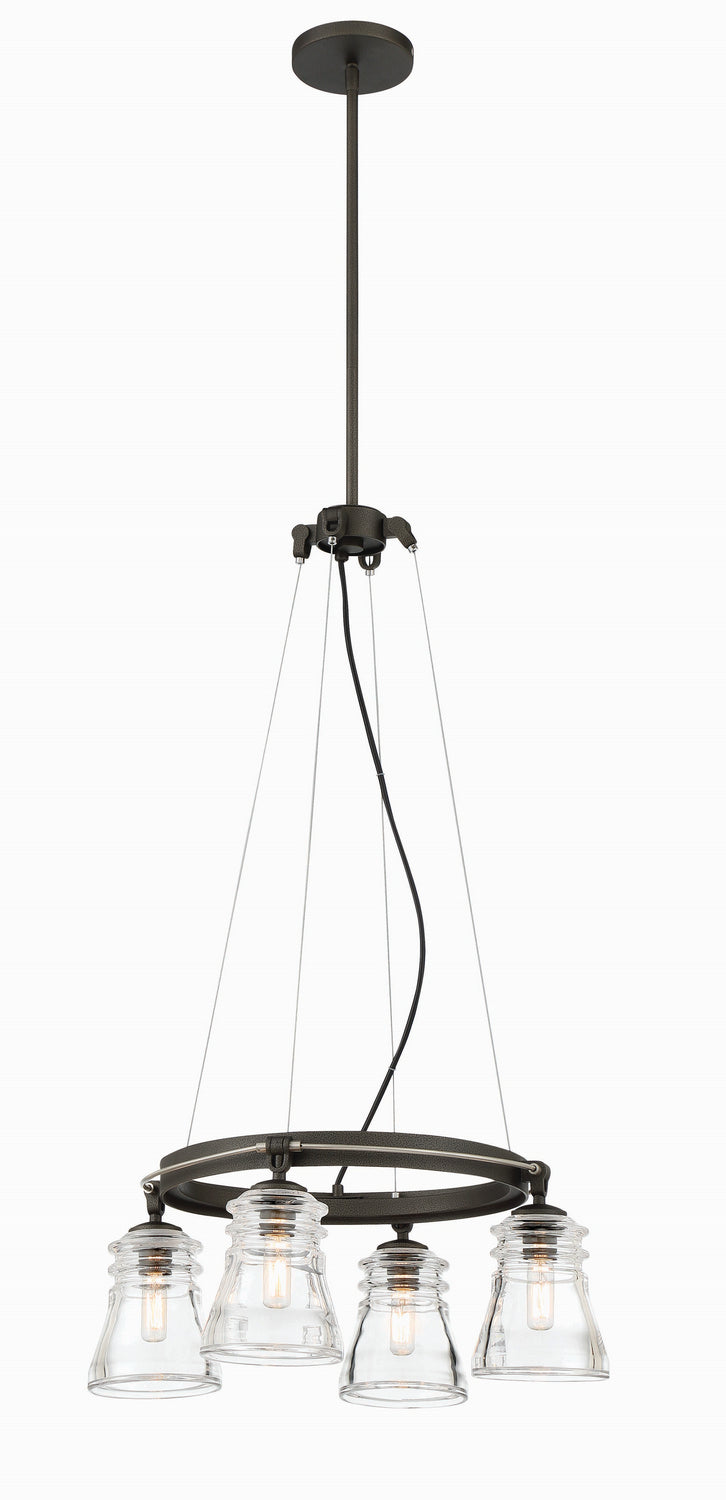Minka-Lavery 2737-709 Four Light Chandelier, Smoked Iron And Brushed Nickel