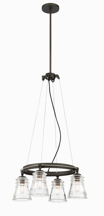 Minka-Lavery 2737-709 Four Light Chandelier, Smoked Iron And Brushed Nickel