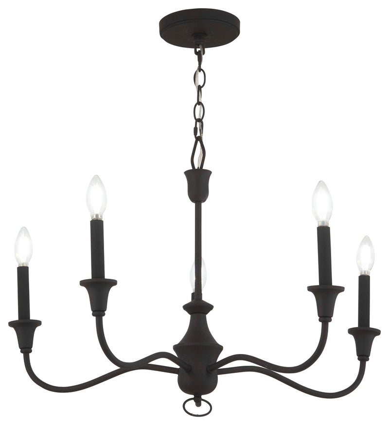 Minka-Lavery 6255-076 Five Light Chandelier, Textured Black