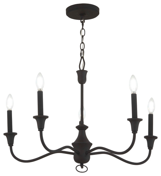 Minka-Lavery 6255-076 Five Light Chandelier, Textured Black