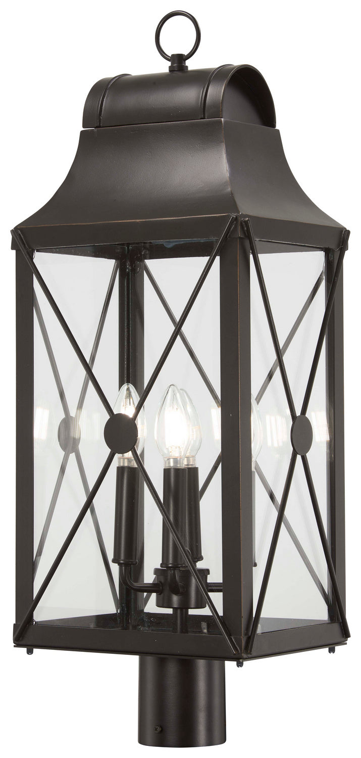 Minka-Lavery 73295-143C Four Light Outdoor Post Mount, Oil Rubbed Bronze W/ Gold High