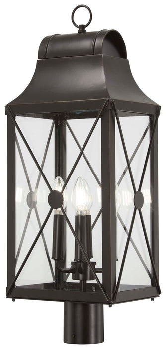Minka-Lavery 73295-143C Four Light Outdoor Post Mount, Oil Rubbed Bronze W/ Gold High