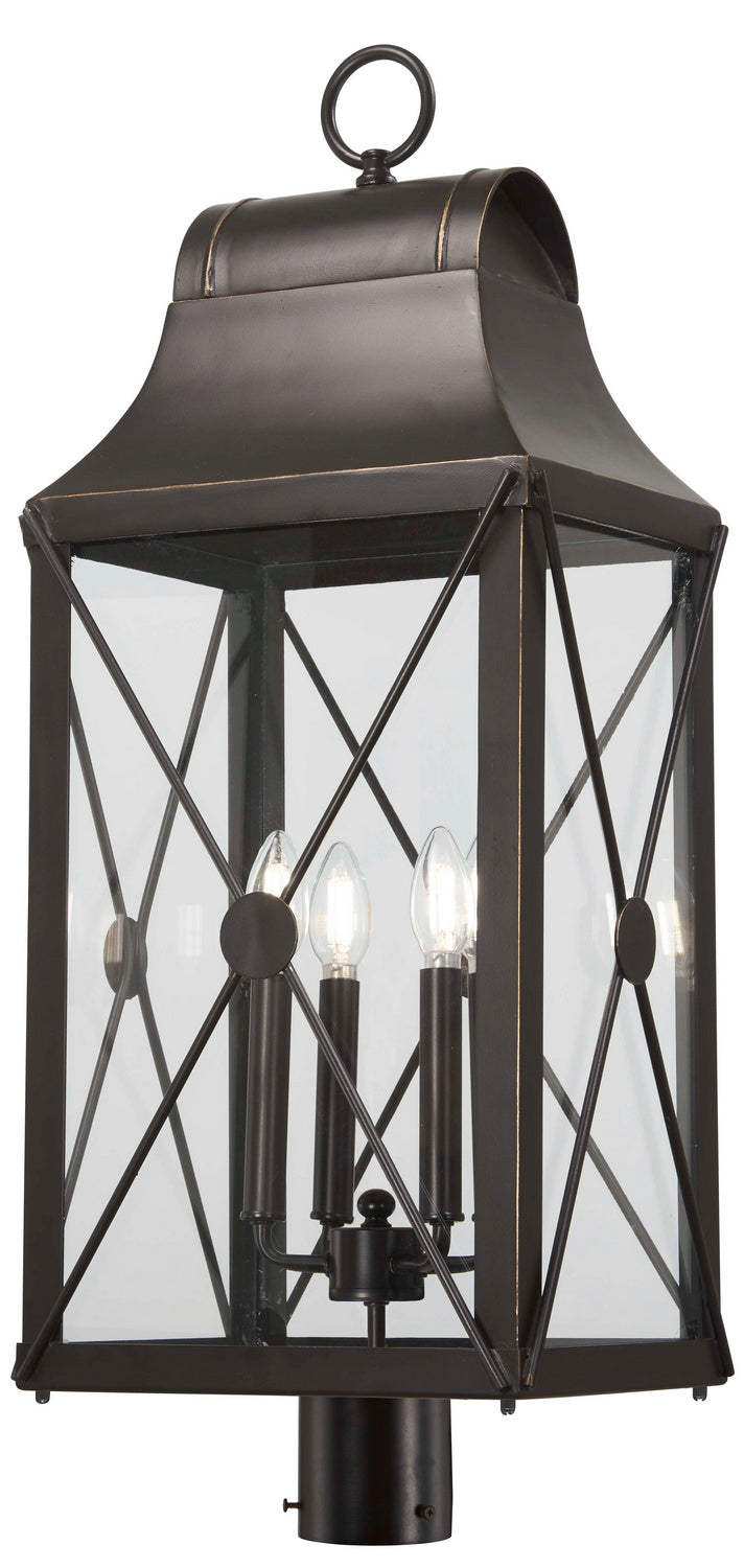 Minka-Lavery 73296-143C Four Light Outdoor Post Mount, Oil Rubbed Bronze W/ Gold High