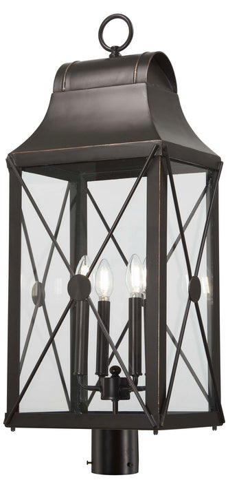 Minka-Lavery 73296-143C Four Light Outdoor Post Mount, Oil Rubbed Bronze W/ Gold High