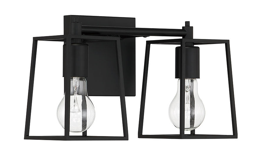 Craftmade 12113FB2 Two Light Vanity, Flat Black