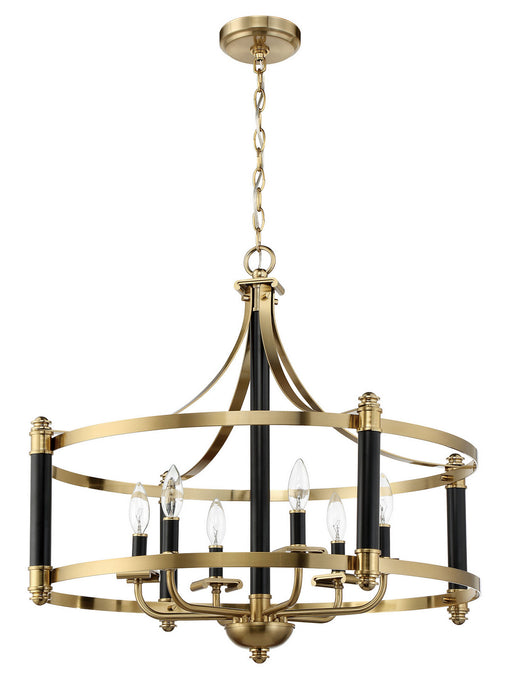 Craftmade 54896-FBSB Six Light Pendant, Flat Black/Satin Brass
