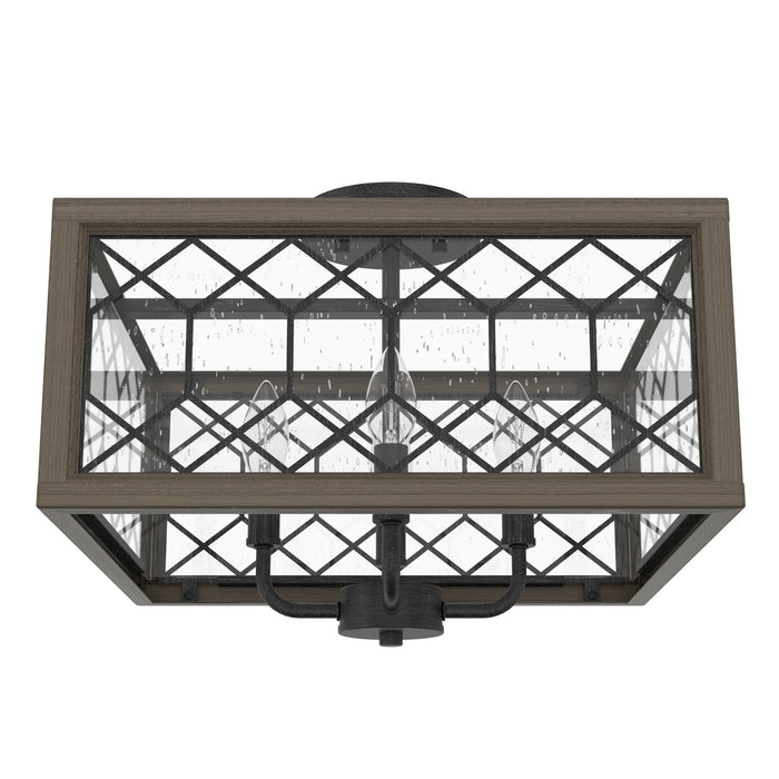 Hunter 19377 Four Light Semi-Flush Mount, Rustic Iron
