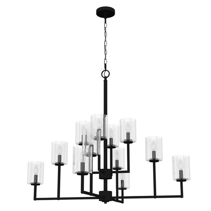 Hunter 19530 12 Light Chandelier, Natural Black Iron