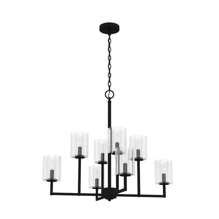 Hunter 19532 Eight Light Chandelier, Natural Black Iron