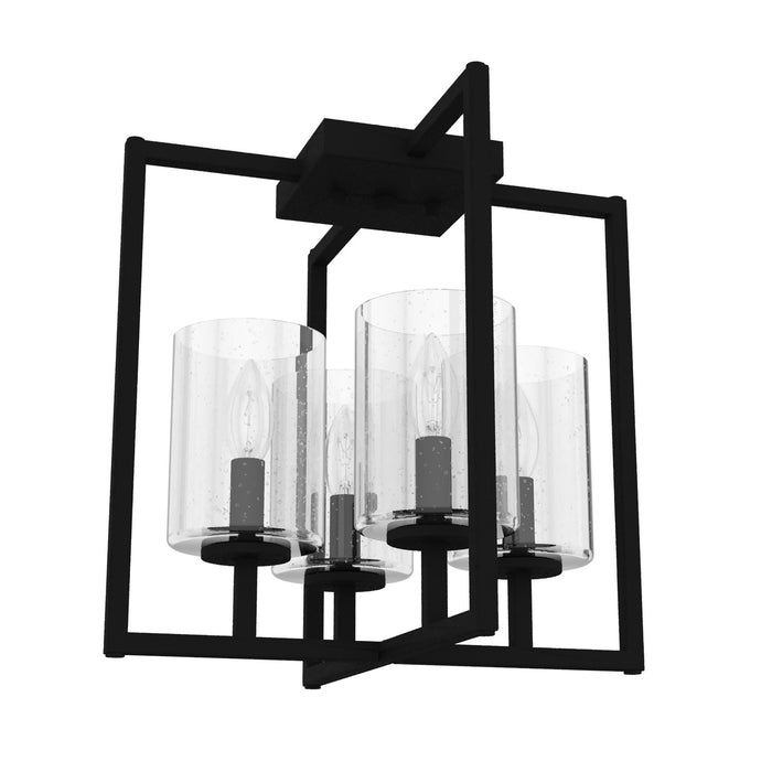 Hunter 19546 Four Light Flush Mount, Natural Black Iron