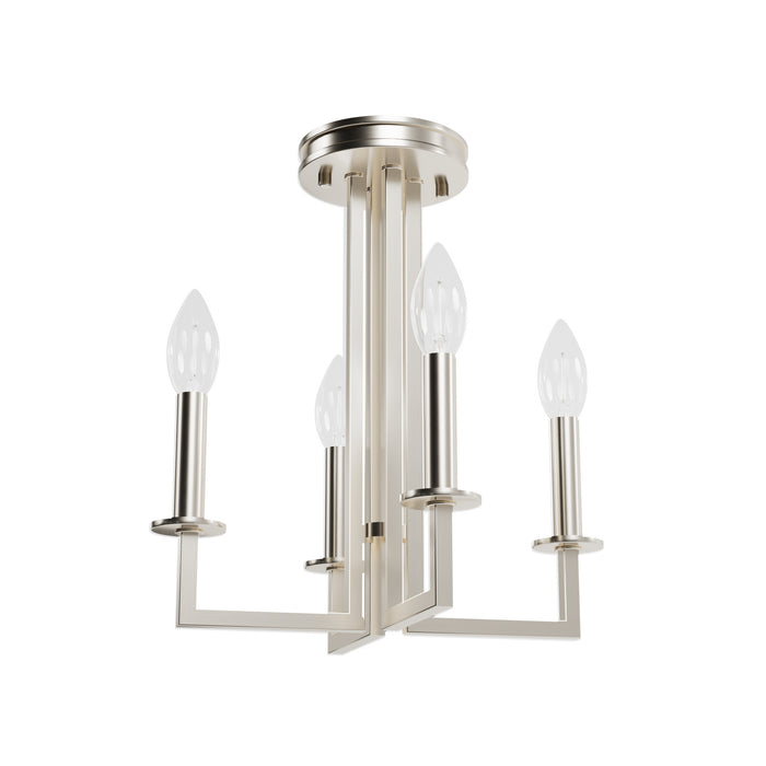 Hunter 19629 Four Light Semi-Flush Mount, Brushed Nickel