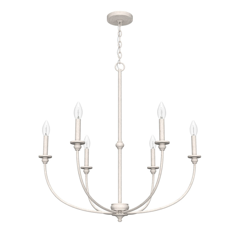 Hunter 19635 Six Light Chandelier, Distressed White