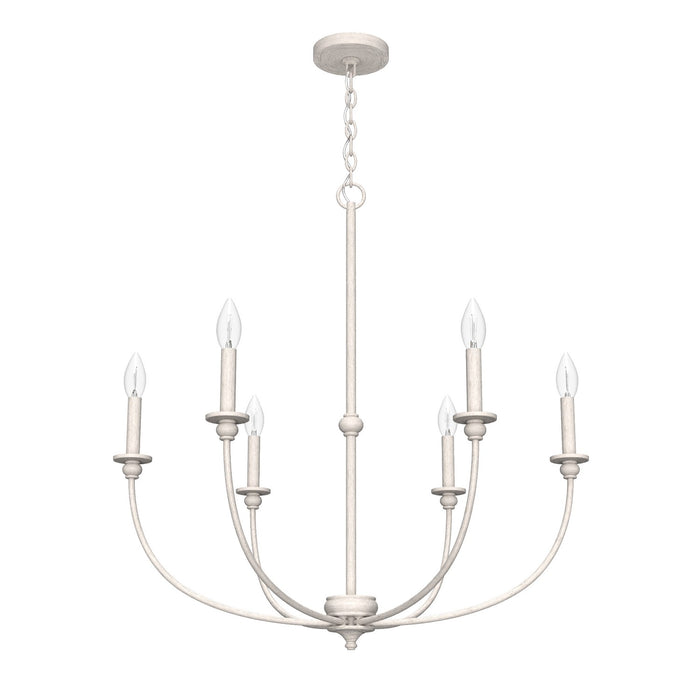 Hunter 19635 Six Light Chandelier, Distressed White