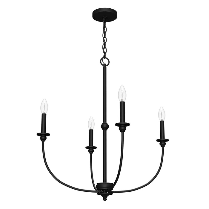 Hunter 19636 Four Light Chandelier, Matte Black