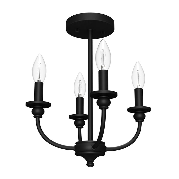Hunter 19642 Four Light Flush Mount, Matte Black