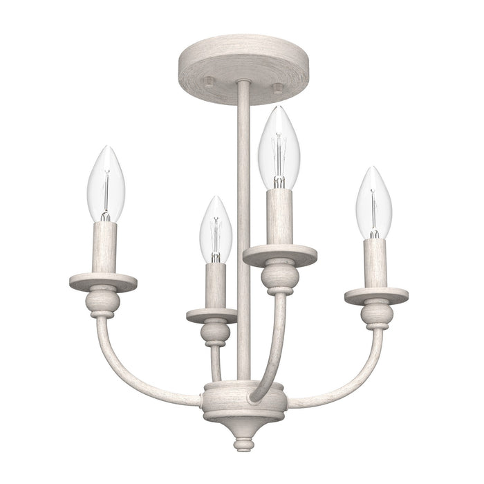 Hunter 19643 Four Light Flush Mount, Distressed White