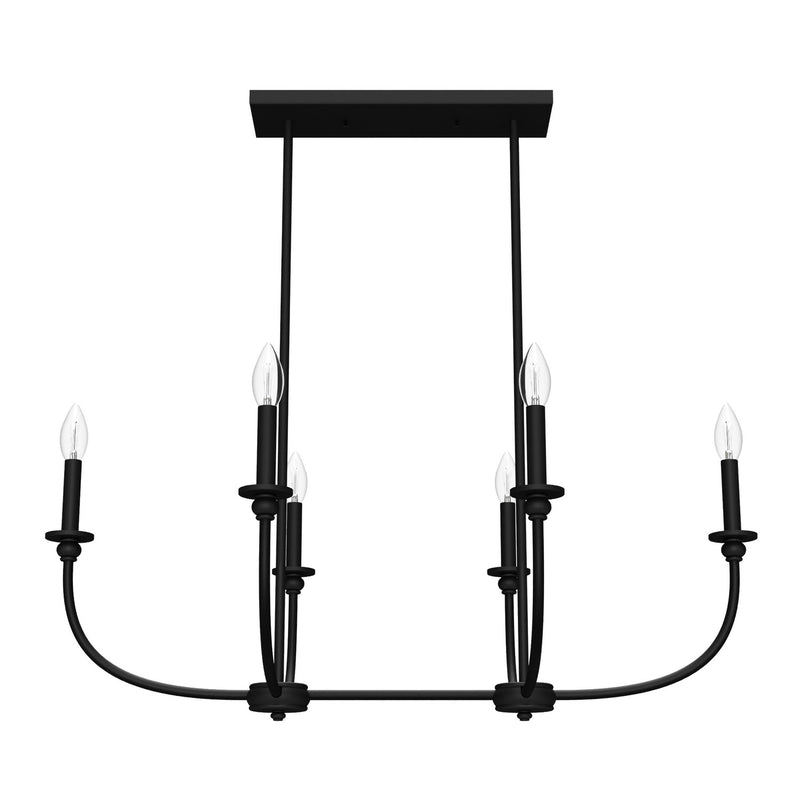 Hunter 19644 Six Light Chandelier, Matte Black