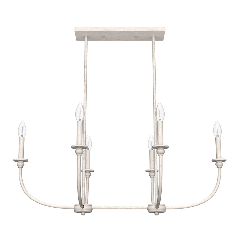 Hunter 19645 Six Light Chandelier, Distressed White