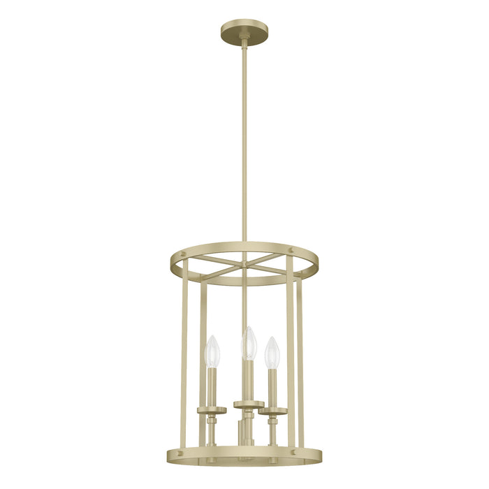 Hunter 19697 Three Light Foyer Pendant, Modern Brass