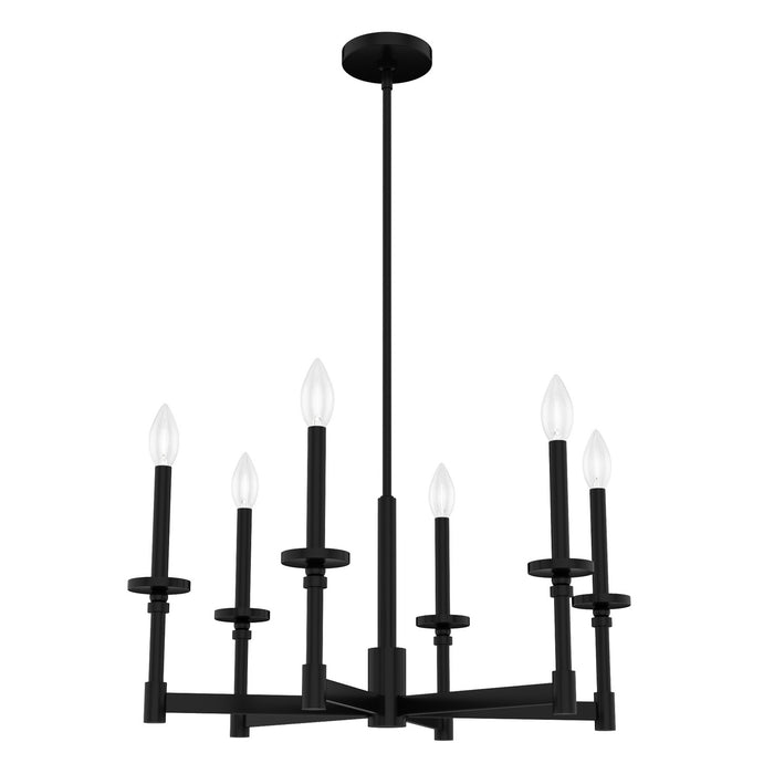 Hunter 19700 Six Light Chandelier, Matte Black