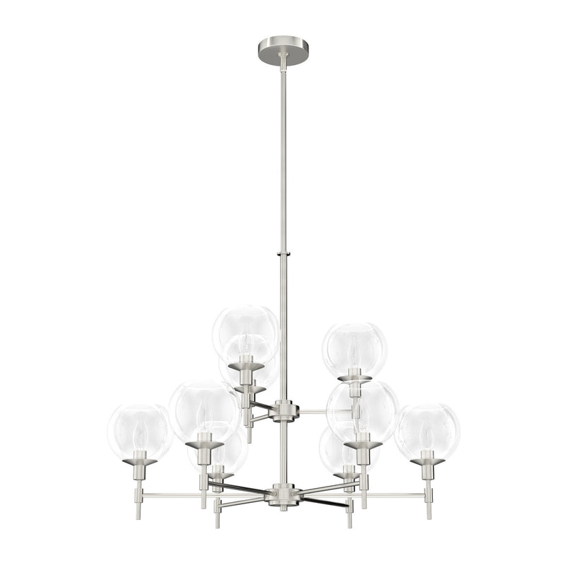 Hunter 19746 Nine Light Chandelier, Brushed Nickel