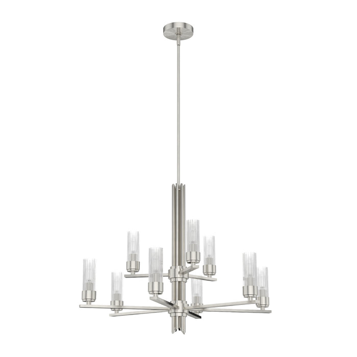 Hunter 19788 Nine Light Chandelier, Brushed Nickel