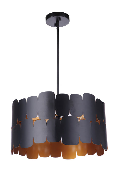 Craftmade 56651-FBGLR One Light Semi Flush Mount, Flat Black / Gold Luster