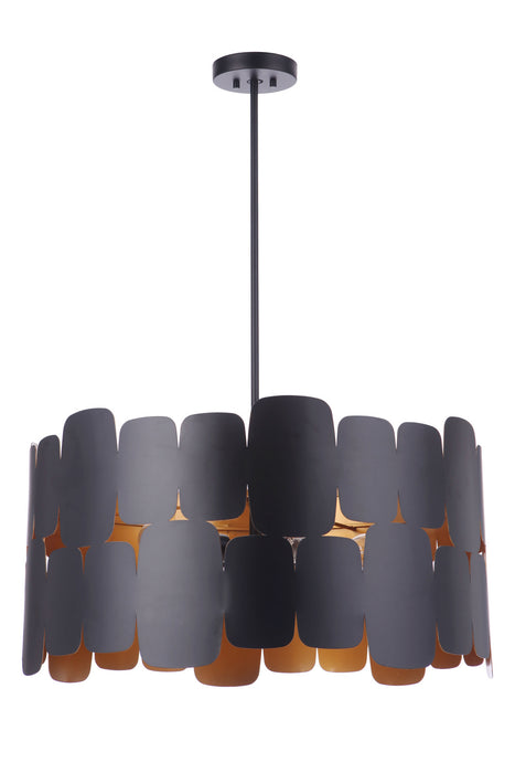 Craftmade 56695-FBGLR Five Light Pendant, Flat Black / Gold Luster