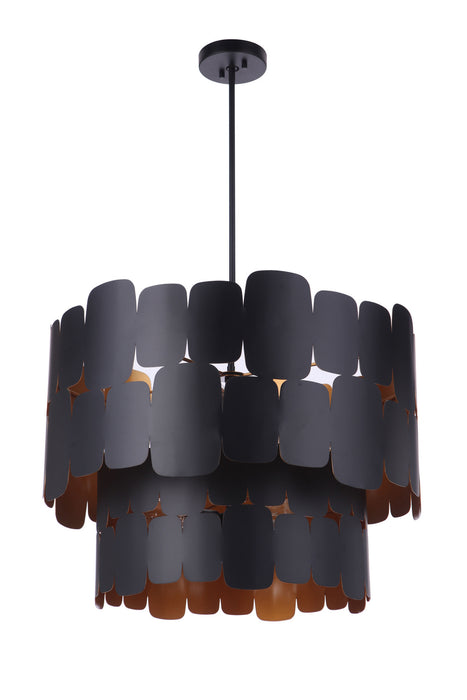 Craftmade 56699-FBGLR Nine Light Pendant, Flat Black / Gold Luster