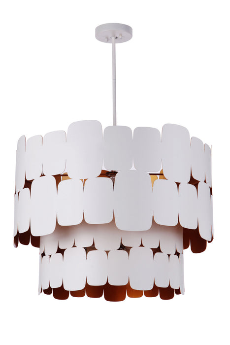 Craftmade 56699-MWWGLR Nine Light Pendant, Matte White/Gold Luster