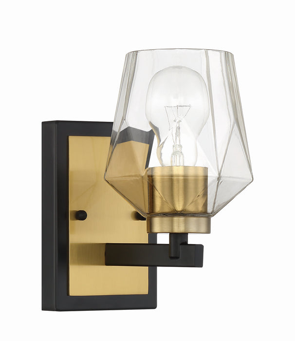 Craftmade 56901-FBSB One Light Wall Sconce, Flat Black/Satin Brass