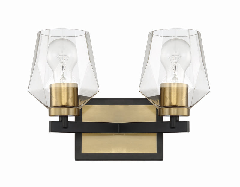 Craftmade 56902-FBSB Two Light Vanity, Flat Black/Satin Brass