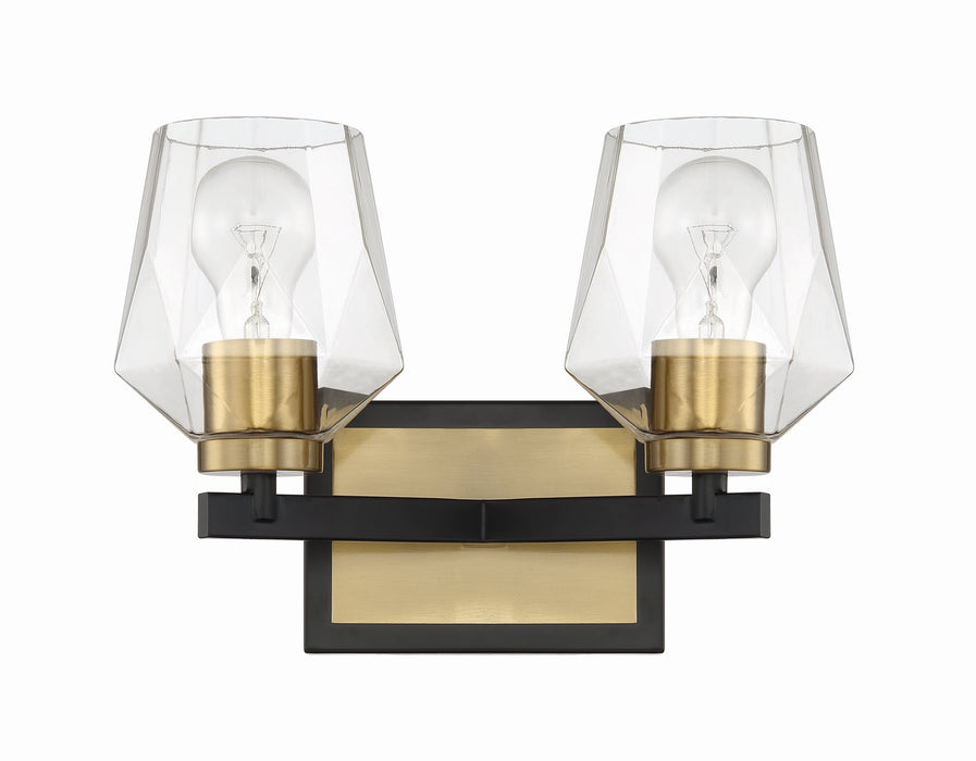 Craftmade 56902-FBSB Two Light Vanity, Flat Black/Satin Brass