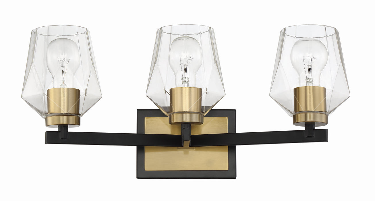 Craftmade 56903-FBSB Three Light Vanity, Flat Black/Satin Brass
