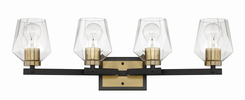 Craftmade 56904-FBSB Four Light Vanity, Flat Black/Satin Brass