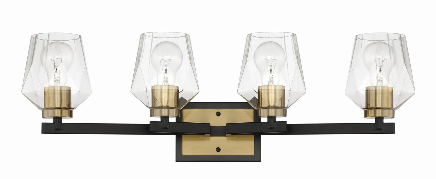 Craftmade 56904-FBSB Four Light Vanity, Flat Black/Satin Brass