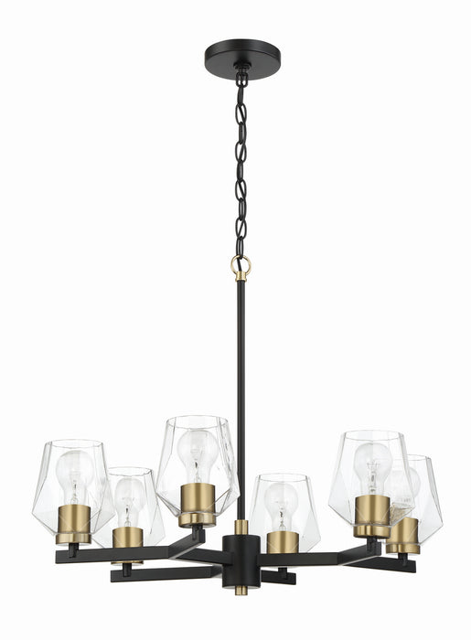 Craftmade 56926-FBSB Six Light Chandelier, Flat Black/Satin Brass