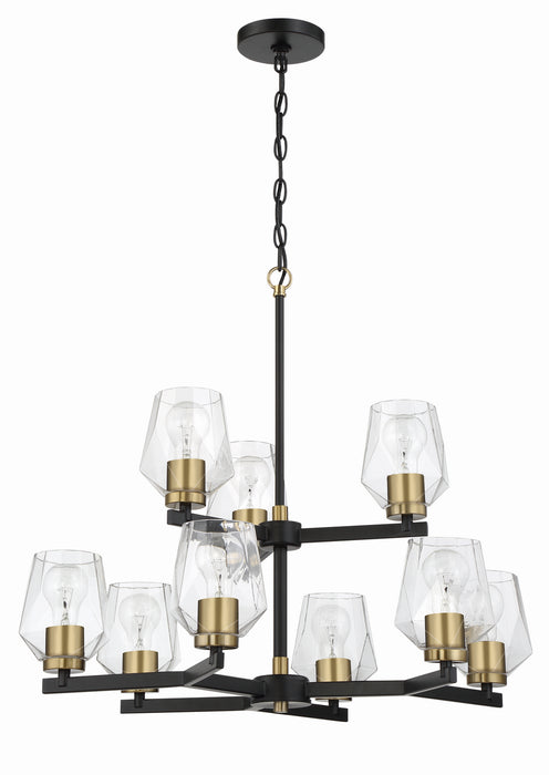 Craftmade 56929-FBSB Nine Light Chandelier, Flat Black/Satin Brass