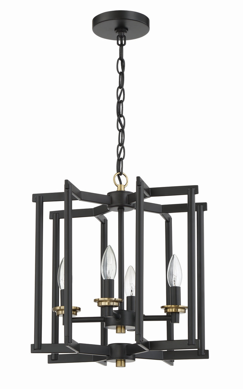 Craftmade 56934-FBSB Four Light Foyer Pendant, Flat Black/Satin Brass