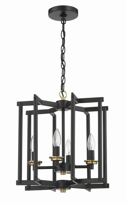 Craftmade 56934-FBSB Four Light Foyer Pendant, Flat Black/Satin Brass