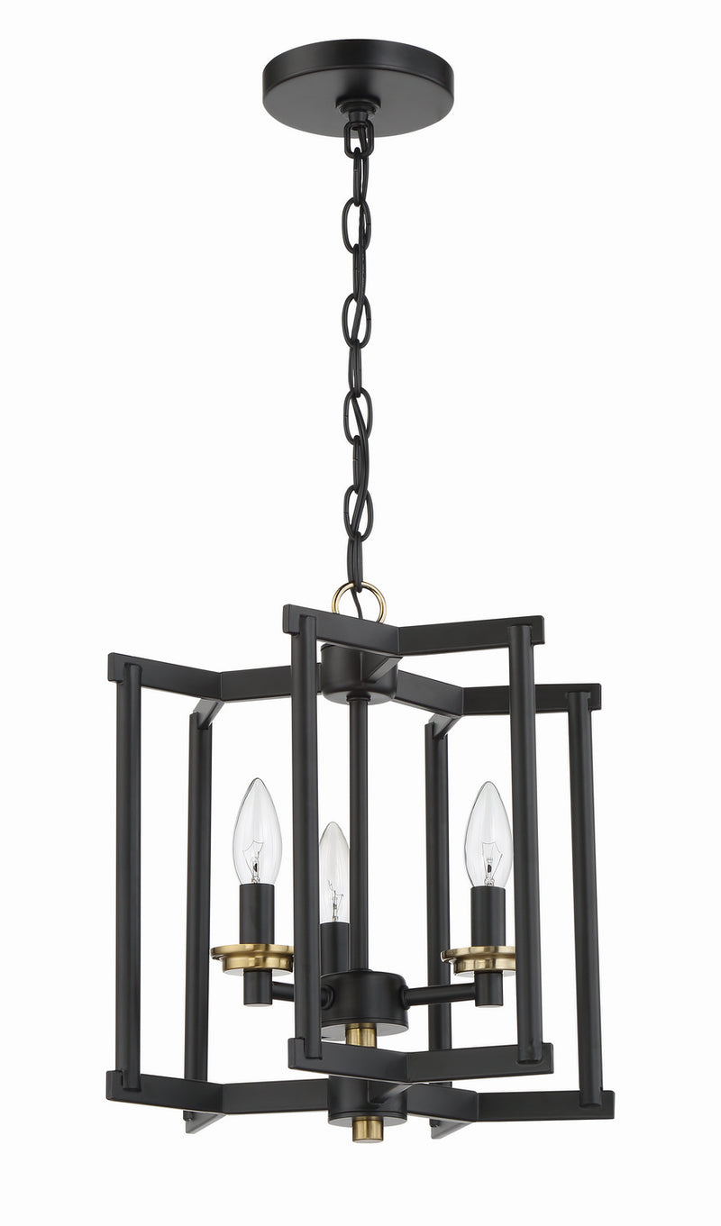 Craftmade 56953-FBSB Three Light Convertible Semi Flush/Pendant, Flat Black/Satin Brass