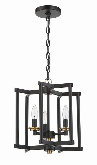 Craftmade 56953-FBSB Three Light Convertible Semi Flush/Pendant, Flat Black/Satin Brass