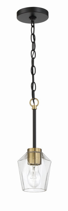 Craftmade 56991-FBSB One Light Mini Pendant, Flat Black/Satin Brass