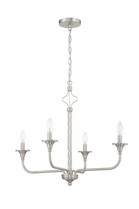 Craftmade 57024-BNK Four Light Chandelier, Brushed Polished Nickel