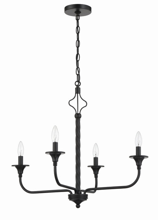 Craftmade 57024-FB Four Light Chandelier, Flat Black