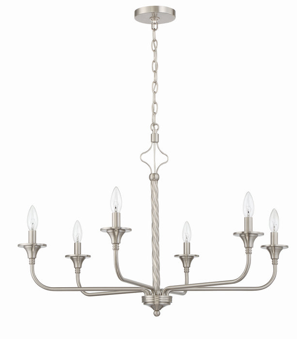 Craftmade 57026-BNK Six Light Chandelier, Brushed Polished Nickel