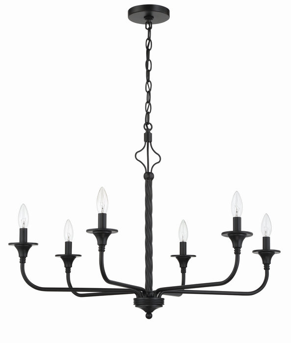 Craftmade 57026-FB Six Light Chandelier, Flat Black