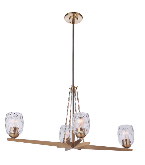 Craftmade 57374-SB Four Light Island Linear Chandelier, Satin Brass